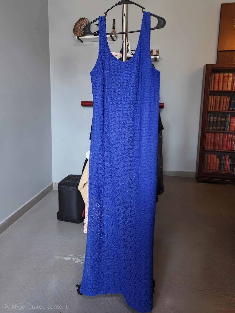 Apt. 9 Textured Scoop Neck Maxi Dress Blue Small